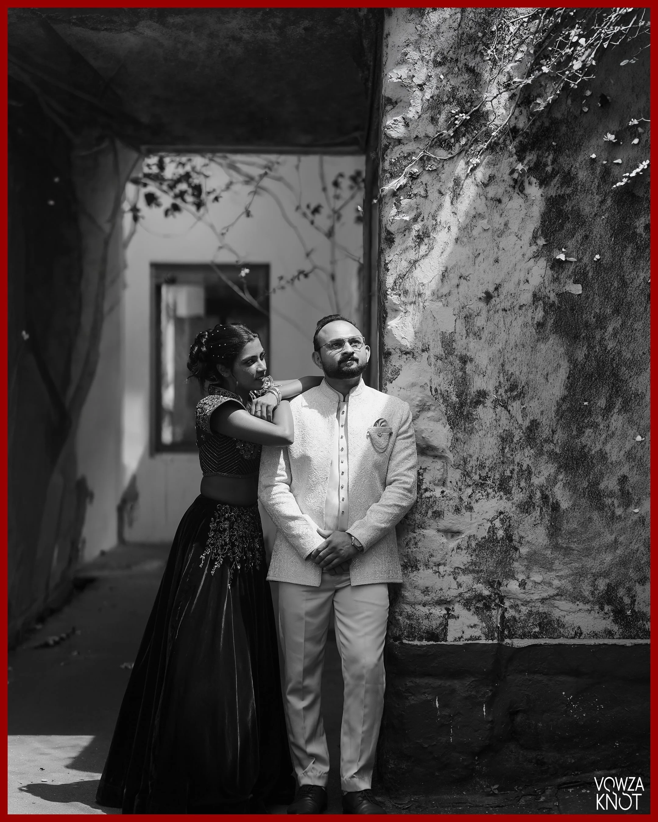 A newlywed couple enjoying a quiet moment together